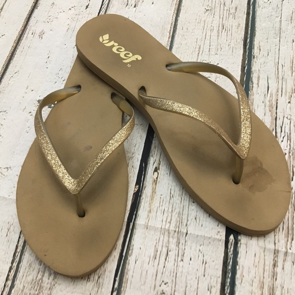 reef gold glitter flip flops